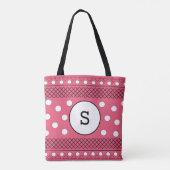 Monogram Polka Dots Pattern roze Draagtas (Achterkant)