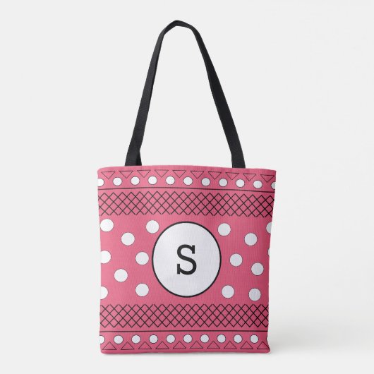 Monogram Polka Dots Pattern roze Draagtas (Achterkant)