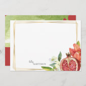 Monogram Pomegranaat Foliage Note Bedankkaart (Voorkant / Achterkant)