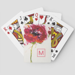Monogram Poppy on White Speelkaarten