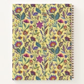 Monogram prachtig feministisch bloempatroon Geel Notitieboek (Achterkant)