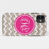 Monogram Preppy Chevron in Gold Glitter Case-Mate iPhone Case (Achterkant (horizontaal))