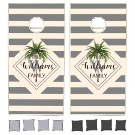 Monogram Preppy Gray Striped Tropical Beach Custom