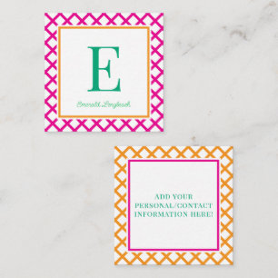 Monogram Preppy Harlequin Roze & Groen Informatiekaartje