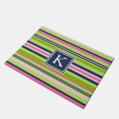 Monogram Preppy Limoen, Roze en Navy Stripe Deurmat (Schuin)