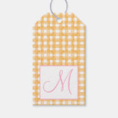 Monogram Preppy Pompoenbogen Thanksgiving Cadeaulabel (Voorkant)