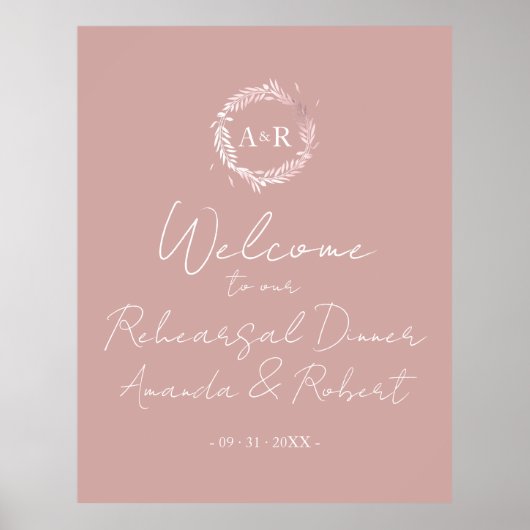 Monogram Proefhuwelijksdiner Welkomstbord Poster (Voorkant)