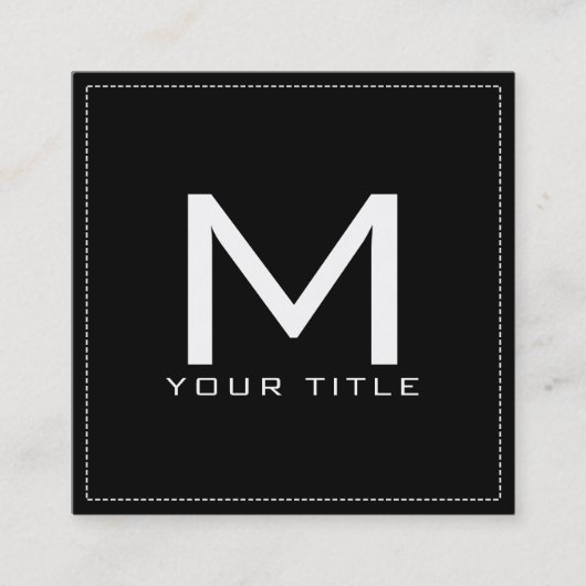 Monogram Professional Elegant Modern Black Vierkante Visitekaartje (Voorkant)
