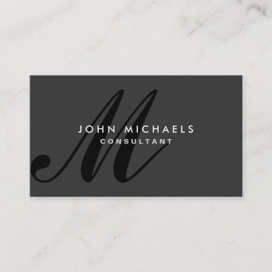 Monogram Professional Elegant Modern Black Visitekaartje (Voorkant)