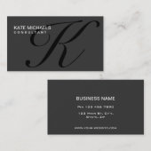 Monogram Professional Elegant Modern Black Visitekaartje (Voorkant / Achterkant)