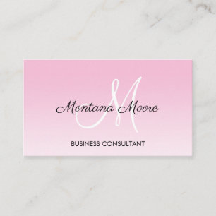 Monogram Professional Modern Elegant Roze Wit Visitekaartje