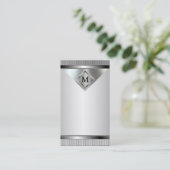 Monogram Professional Silver Metal Visitekaartjes (Staand voorkant)