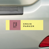 Monogram Professioneel Duidelijk Roos Goudgele Kle Bumpersticker (Op auto)