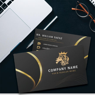 Monogram Professioneel Elegant Gouden Leeuw Logo Visitekaartje