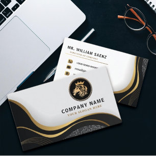 Monogram Professioneel Elegant Gouden Leeuw Logo Visitekaartje