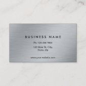 Monogram Professioneel Elegant Modern Zilver Metaa Visitekaartje (Achterkant)