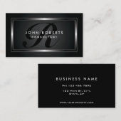 Monogram Professioneel Elegant Modern Zwart
 Visitekaartje (Voorkant / Achterkant)