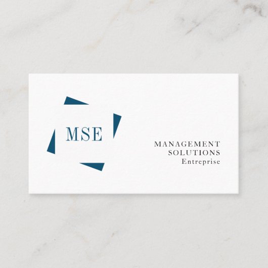 Monogram professioneel minimalistisch marinewit visitekaartje (Voorkant)