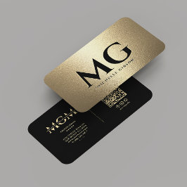 Monogram Professionele Marketing Zwart Faux Goud Visitekaartje