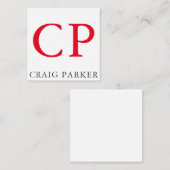 Monogram Professionele platte rode witte Initialen Informatiekaartje (Voorkant / Achterkant)