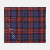 Monogram Pset Tartan Rode Paarse Rustige Naam Fleece Deken (Voorkant (Horizontaal))