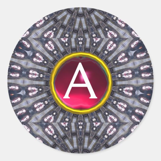 Monogram PSYCHEDELIC KALEIDOSCOPE/MYSTISCHE MEMORI Ronde Sticker (Voorkant)