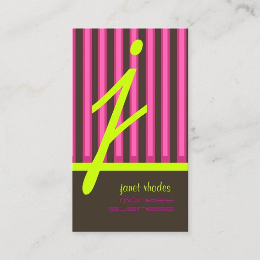 Monogram psychedelische kleuren/chocoladestrepen visitekaartje (Voorkant)