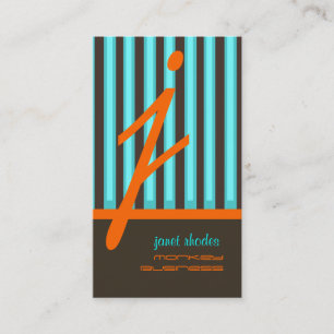 Monogram psychedelische kleuren/chocoladestrepen visitekaartje