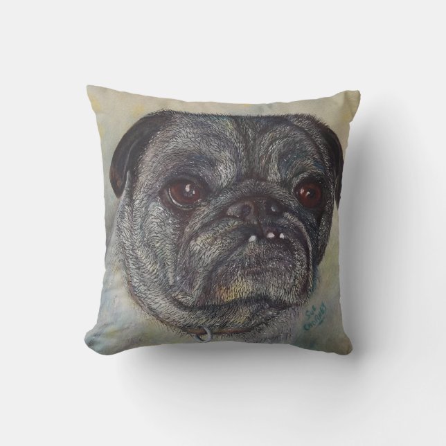 MONOGRAM PUG WATERVERF PORTRAT KUSSEN (Voorkant)