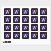 Monogram Purple Galaxy Cluster Vierkante Sticker (Vel)