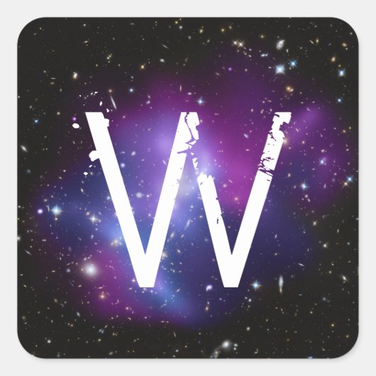 Monogram Purple Galaxy Cluster Vierkante Sticker (Voorkant)