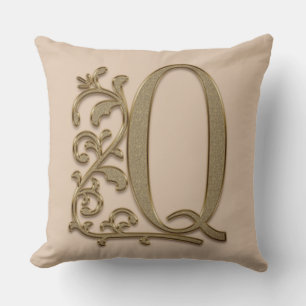 Monogram Q Creamy Mocha, Familie, Verjaardags Huwe Kussen