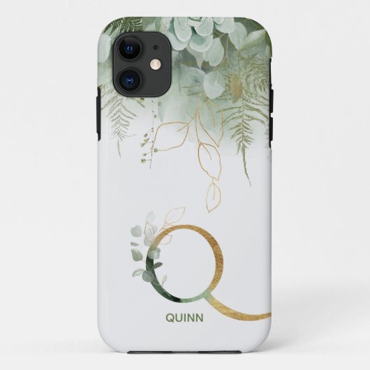 Monogram Q Elegant Greenery Hoesje-Mate iPhone Cas Case-Mate iPhone Case (Achterkant)