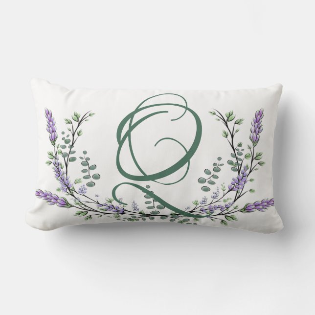 Monogram Q Lavender Eucalyptus Kussen (Voorkant)