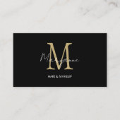 Monogram QR Code Black Gold Visitekaartje (Voorkant)