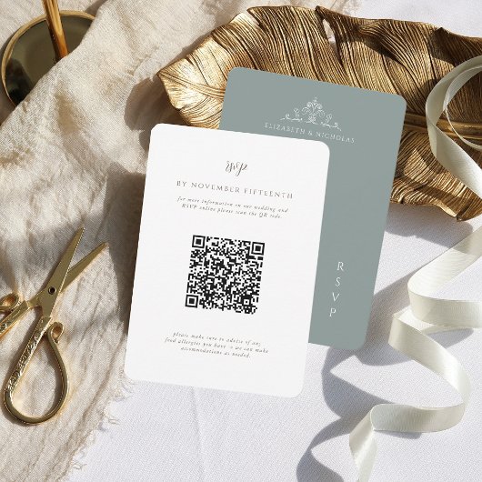  monogram | QR Code Bruiloft RSVP Kaartje