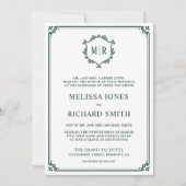 Monogram QR Code Foto Collage Emerald Wedding Kaart (Voorkant)