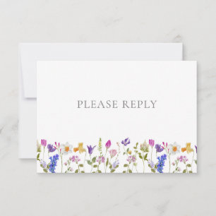 Monogram QR Code Kleurrijke Tuin Vintage Bruiloft RSVP Kaartje