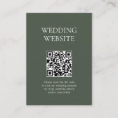 Monogram QR Code Moss Groene Bruiloft Website Informatiekaartje (Voorkant)