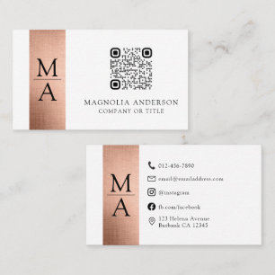 Monogram QR Code Roos Gold Foil Visitekaartje