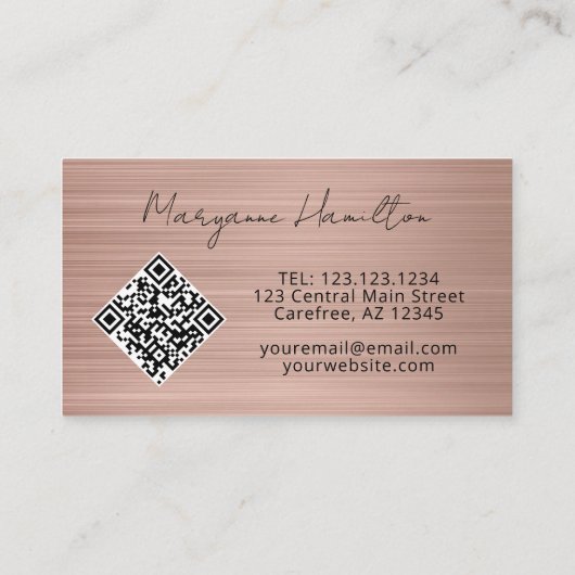 Monogram QR Code Roos Gold Visitekaartje (Achterkant)