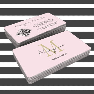 Monogram QR-code roze Visitekaartje