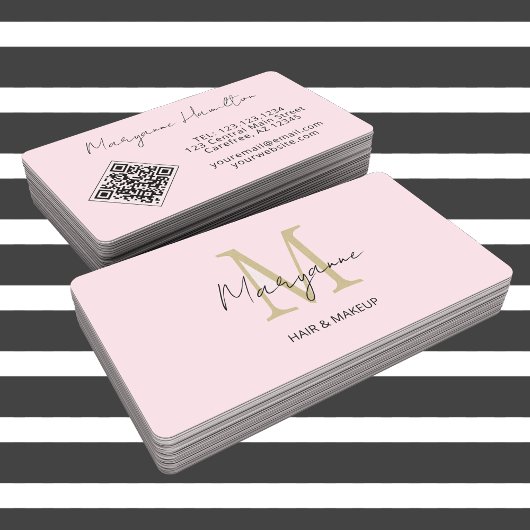 Monogram QR-code roze Visitekaartje