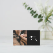 Monogram QR-code Vlecht stylist foto Visitekaartje (Staand voorkant)