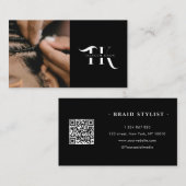 Monogram QR-code Vlecht stylist foto Visitekaartje (Voorkant / Achterkant)