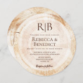 Monogram QR Code Website Bark Rustieke Bruiloft Kaart (Voorkant / Achterkant)