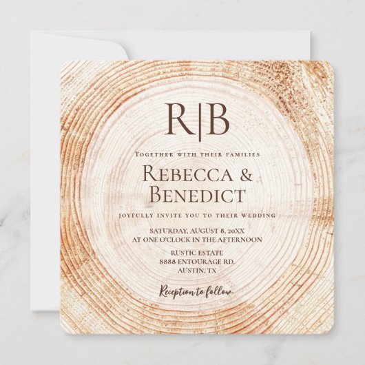 Monogram QR Code Website Bark Rustieke Bruiloft Kaart (Voorkant)