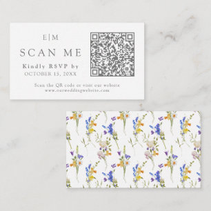 Monogram QR Code Website Bloemen Bruiloft RSVP Informatiekaartje