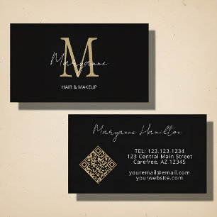 Monogram QR-code zwart goud Visitekaartje