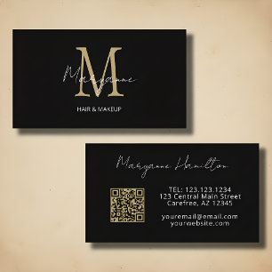 Monogram QR-code zwart goud Visitekaartje
